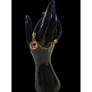 Gold I Love You Faux Leather Braided Bracelet Adj. Made W/Swarovski Crysts(c-40)